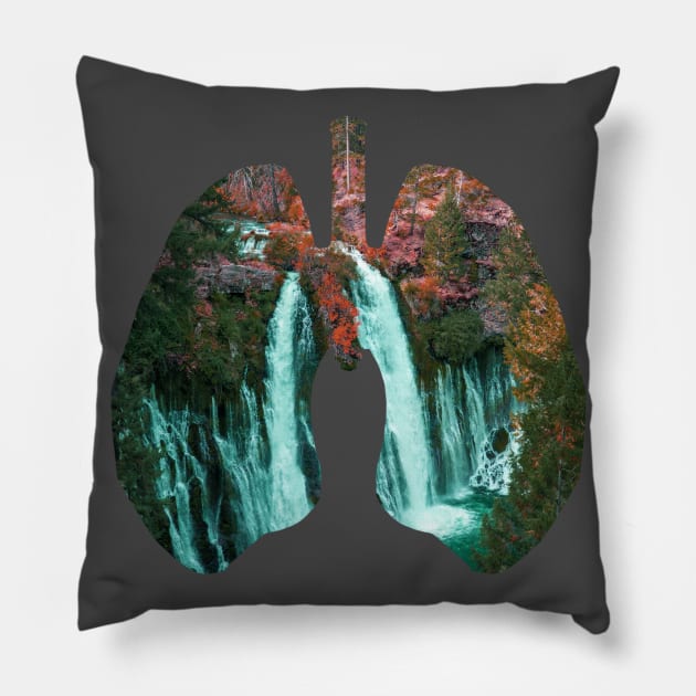 Water fall in Lungs design Pillow by Aziz