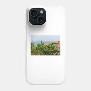 Opuntia with a Filfla island at the horizon Phone Case