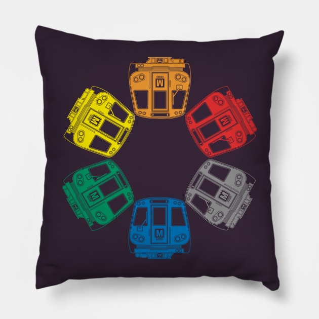 Metro Cars Pillow by VeryBear