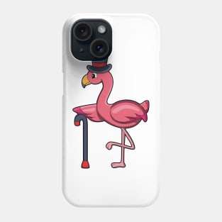 Flamingo as Pensioner with Walking stick & Hat Phone Case