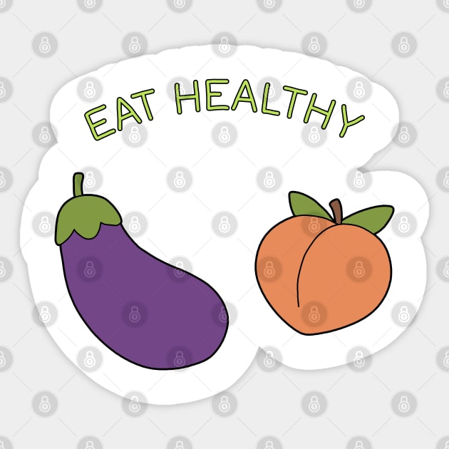 Peaches and eggplants Sticker for Sale by DesignDoubleP