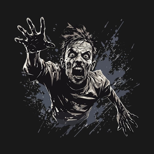 Nightmare Grasp: Terrifying Zombie Hand T-Shirt Design by BusyMonkeyDesign