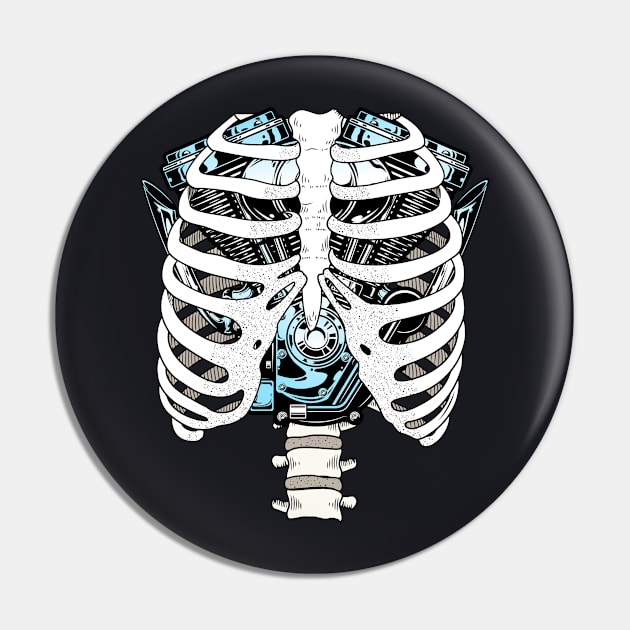 Motorcycle Halloween Skeleton Engine Biker Pin by DARSHIRTS