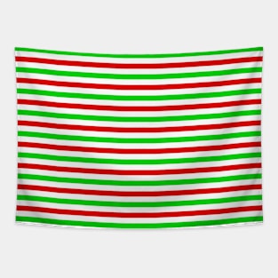 Horizonta; Stripes Pattern - Green, Red & White Tapestry