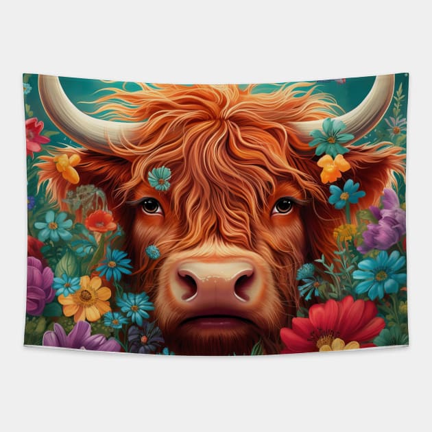 Highland Cow Tapestry by TooplesArt