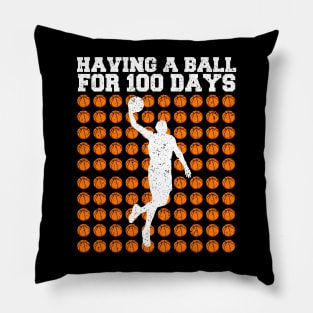 Retro 100th Day Of School, Basketball 100th Day Balls Pillow