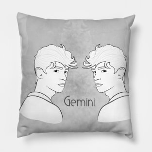 Zodiac sign Gemini - Black and white lineart Pillow