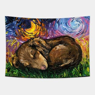 Sleepy Dachshund Pup Night Tapestry