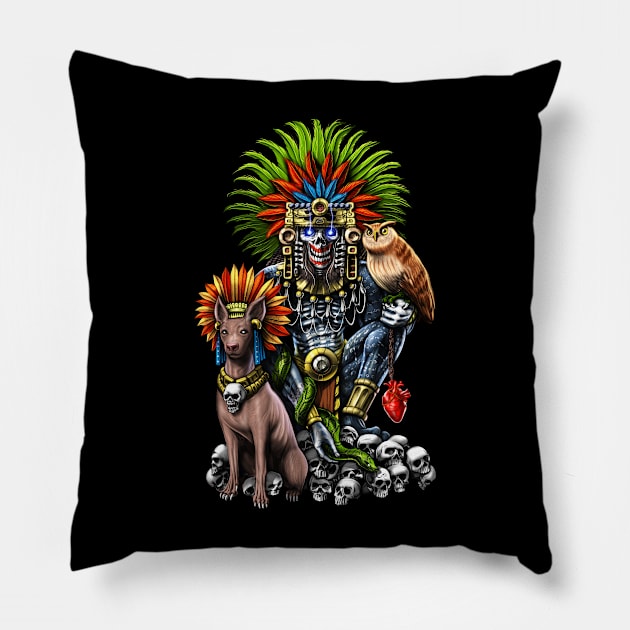 Aztec God Mictlantecuhtli Pillow by underheaven