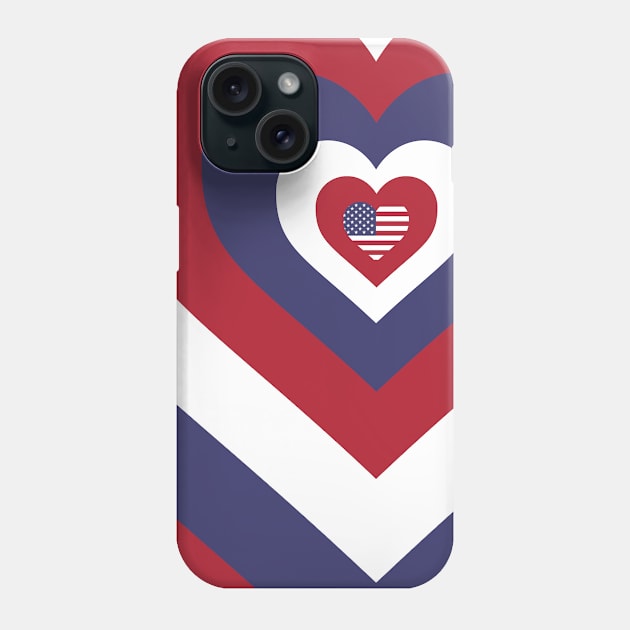 American Flag Hearts Phone Case by UnderwaterSky