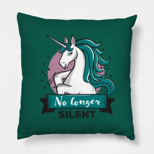 No Longer Silent, Unicorn, Sexual Assault Awareness Month Pillow