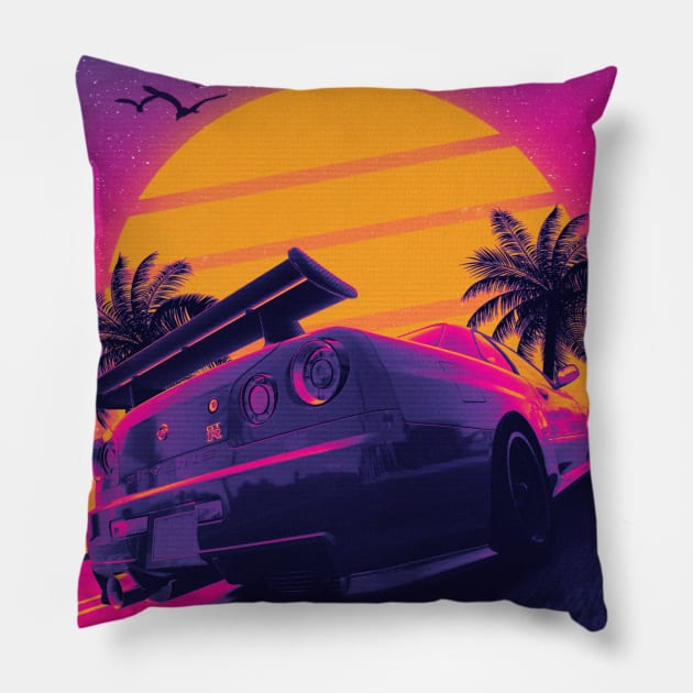 Skyline Gtr R34 Pillow by mrcatguys