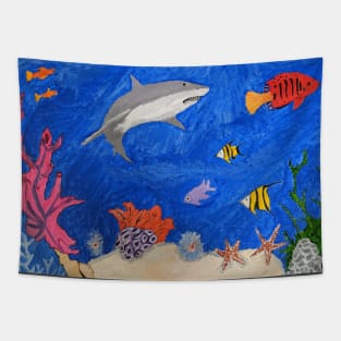 shark in underwater world Tapestry