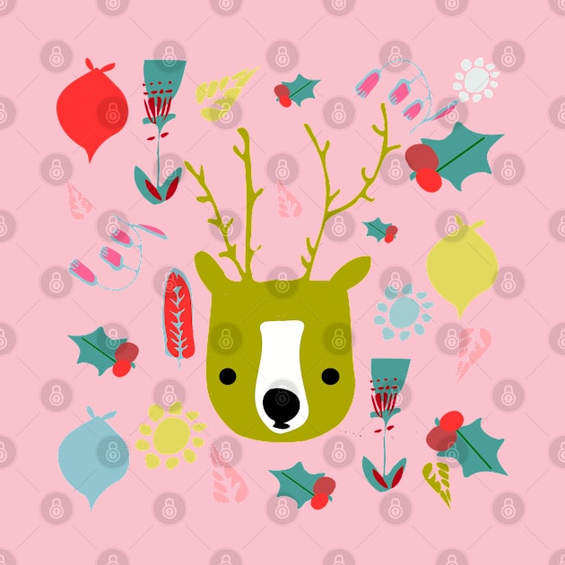 cute christmas deer by bruxamagica