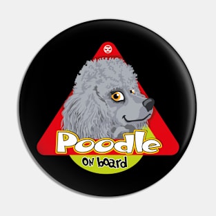 Mini Poodle on Board - Silver Pin