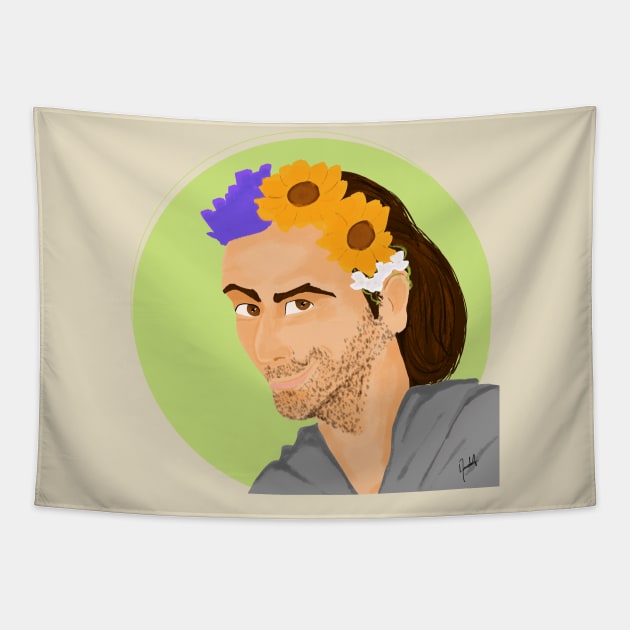 David Tennant wearing a flower crown Tapestry by AC Salva