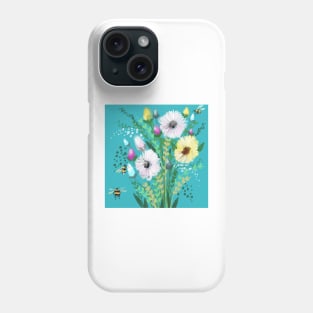 Turquoise flower Meadow Phone Case