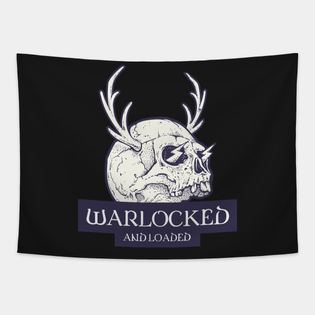 Warlocked and Loaded Warlock Warlocks Necromantic Warlock Sorcerer Wizard Dungeons Crawler and Dragons Slayer Tapestry by pixeptional