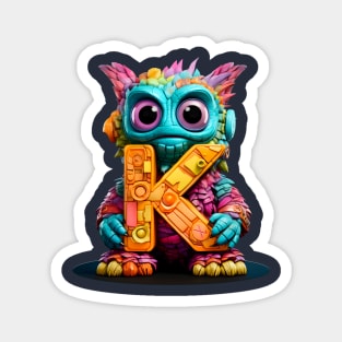 Cute Monster for Kids Alphabet Letter K Funny Back to School Magnet