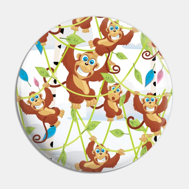 Cartoon swinging Monkeys Pin by nickemporium1