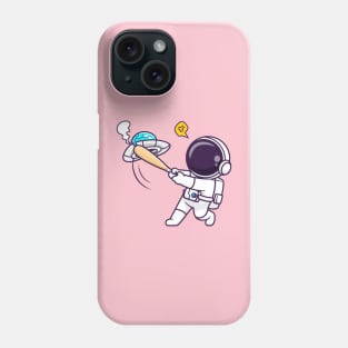 Cute Astronaut Smash UFO With Baseball Stick Cartoon Phone Case