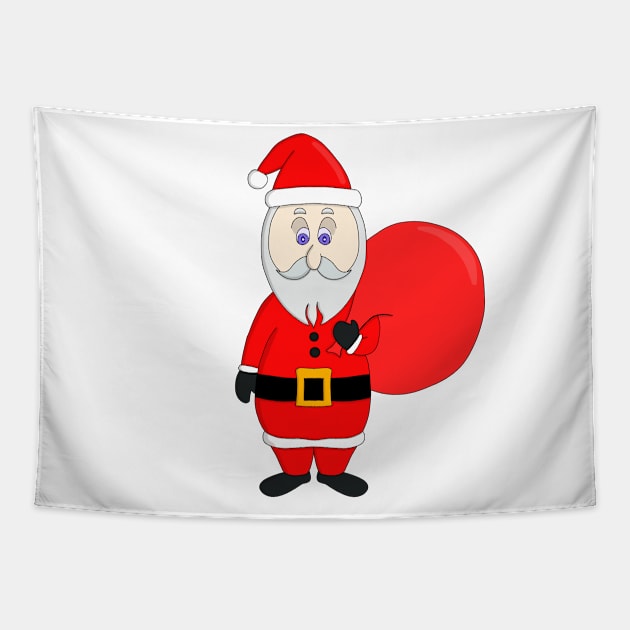 Cute Santa Claus Holding Bag of Gifts Tapestry by DiegoCarvalho