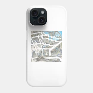 brutal brutalist architecture in modern sketch art ecopop in white Phone Case