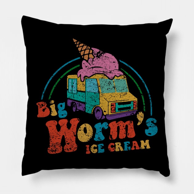 Big Worm's Ice Cream Vintage Pillow by RASRAP