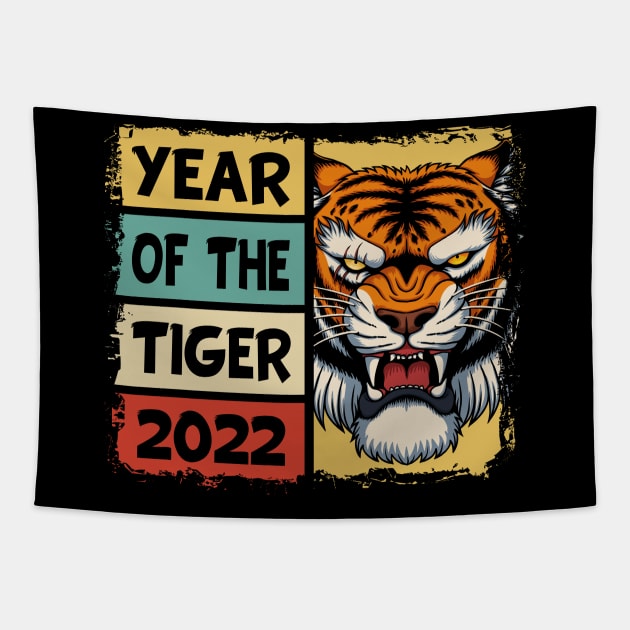 Horoscope 2022 Year of the Tiger Chinese Zodiac Tapestry by RadStar