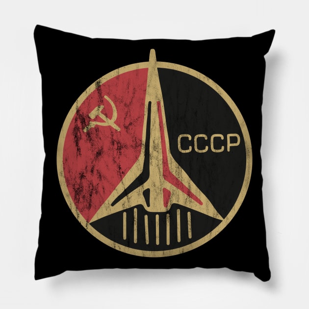 Retro Cosmonaut Mission Badge Pillow by Slightly Unhinged