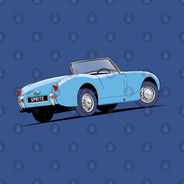 Austin Healey frog-eye Sprite in blue by Webazoot