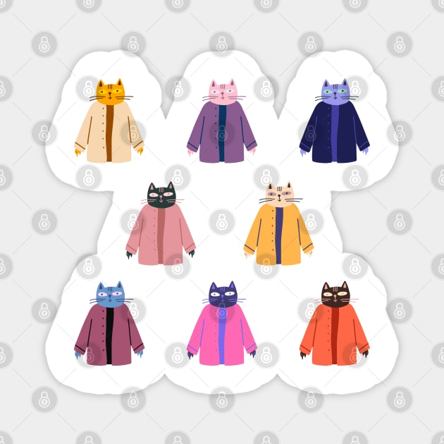 Cats in coats Magnet by myabstractmind