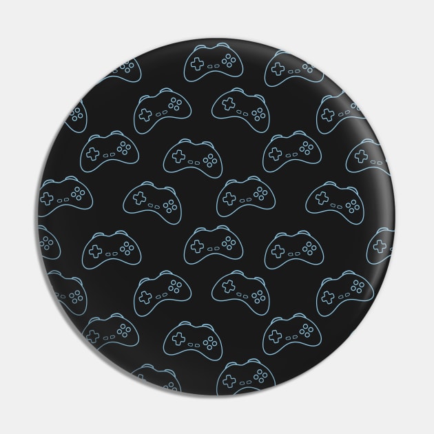 Blue Video game controller pattern Pin by BiscuitSnack