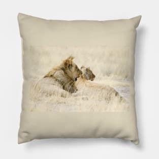 Two Lions on African savanna Pillow