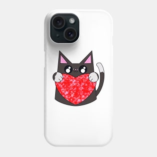 Socks The Black And White Pattern Cat With Valentines Heart Phone Case