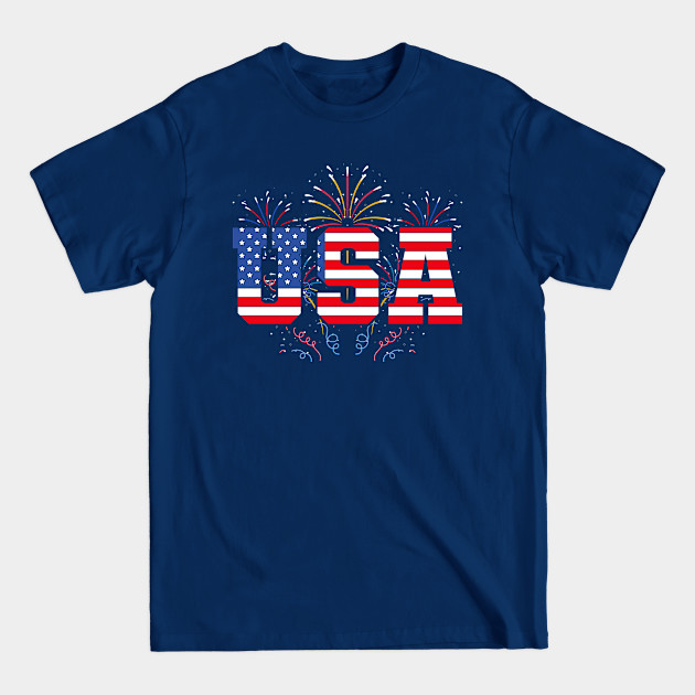 Discover Patriotic USA Lover Proud American Liberty US Flag Firework 4th Of July - 4th Of July - T-Shirt