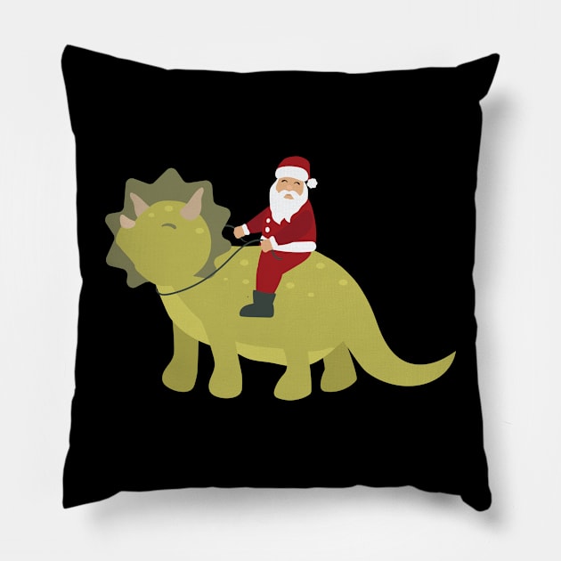 Santa riding a dinosaur Pillow by holidaystore