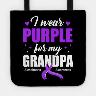 Support I Wear Purple For My Grandpa Alzheimer's Awareness Tote