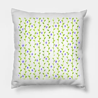 Watercolor Floral Vines Pattern - Indigo & Green Pillow