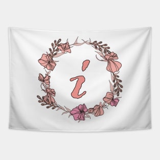 Letter I Rose Pink Initial Monogram - Letter i Tapestry