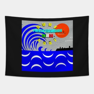 Surf Puerto Escondido Mexico design A Tapestry