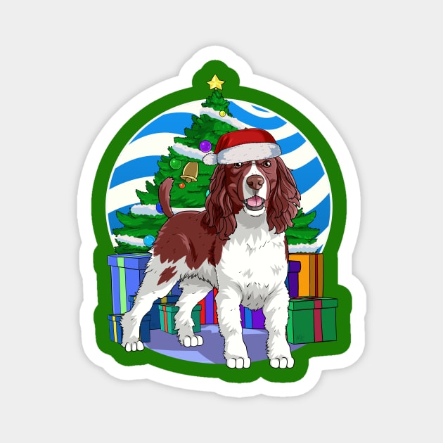 English Springer Spaniel Cute Santa Christmas Gift Magnet by Noseking