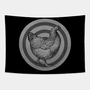 Vintage Hen Label BW Tapestry