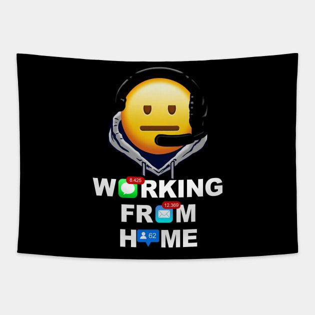 Working From Home Emoji Social Worker Lover Gift Tapestry by KiraT