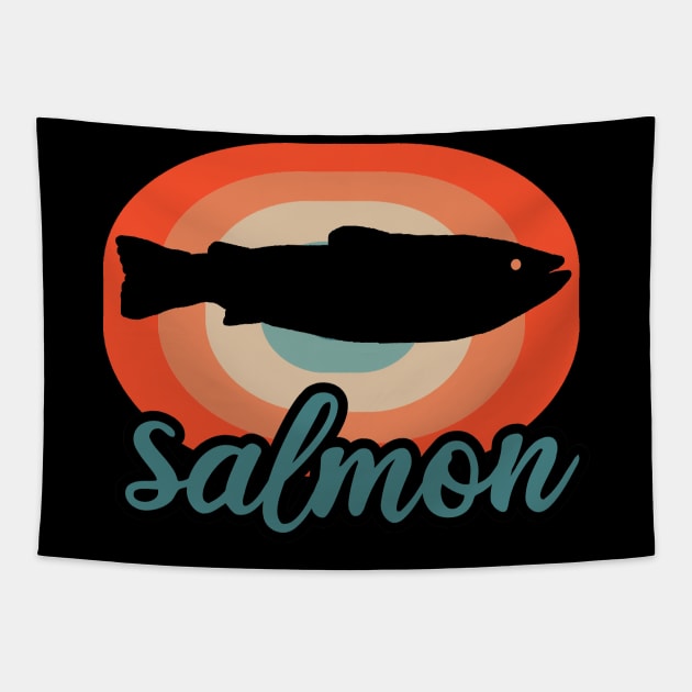 Salmon Design Scandinavia Fishing Hiking Tapestry by FindYourFavouriteDesign