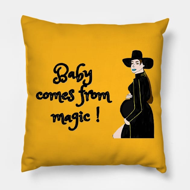 Pregnant Woman - Powerful Woman Pillow by drawkwardly