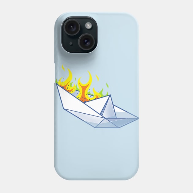 Burning Paper Boat - Irony Sinks because it's heavy and on FIRE Phone Case by kgullholmen