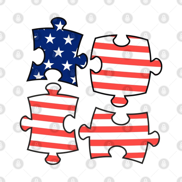 Jigsaw puzzle with the American flag. by Ekenepeken