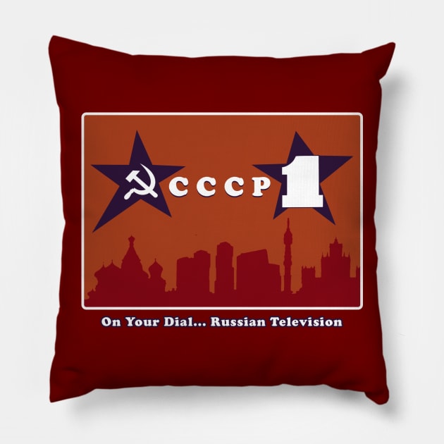 CCCP1 Russian Television (Box) Pillow by TeeShawn