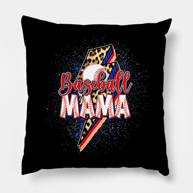 Baseball MAMA, Cheetah Leopard Baseball, Sport Mom Life Pillow by artbyGreen